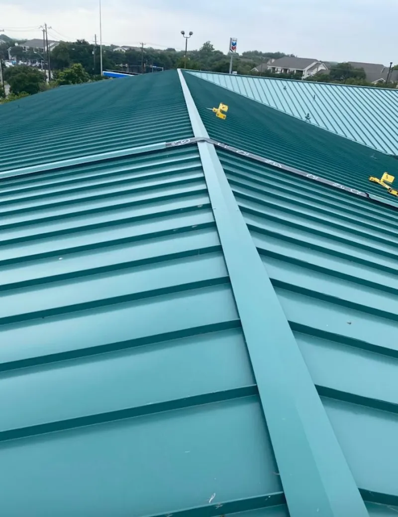 Green commercial metal roof ridge and valley for Metal Roof Repair in Dumbarton